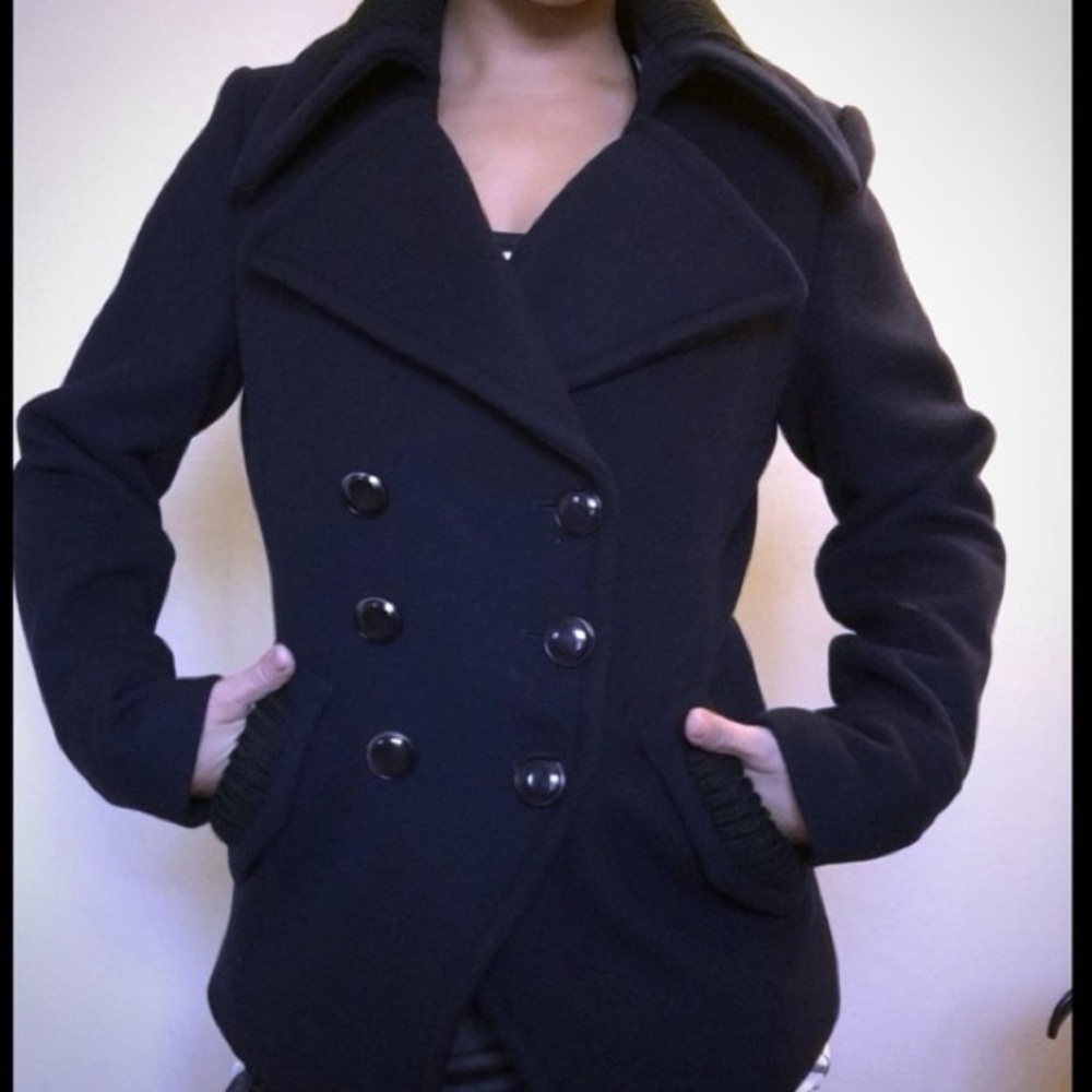 TRINA TURK Coat Jacket Women’s Size 8 Med Wool Double Breasted Winter Peacoat